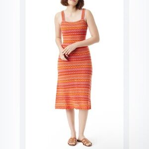 Sam Edelman Orange and Pink Striped Knit Midi Dress